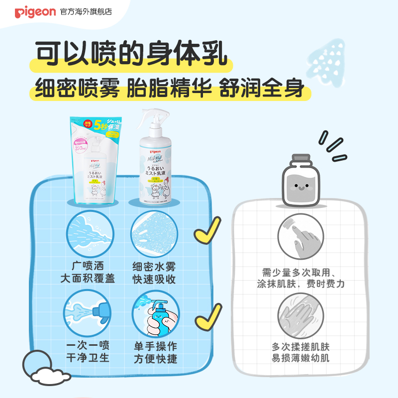 【新品】贝亲类胎脂喷雾乳液儿童爽肤乳液宝宝秋冬补水保湿润肤乳 - 图0