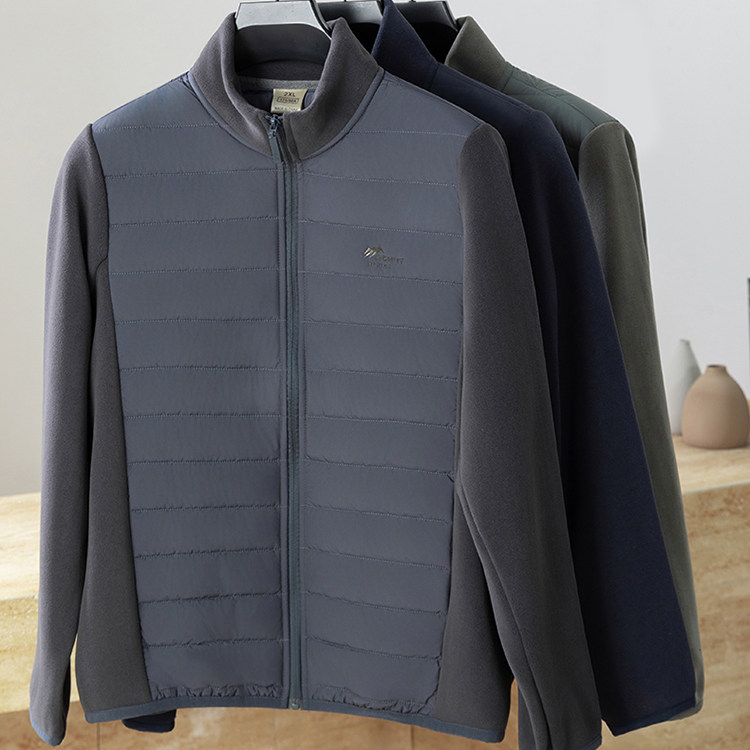 Hengyuanxiang stand-up collar cotton jacket for men in autumn and winter for middle-aged and elderly dads with zippers and wool lining warm jackets