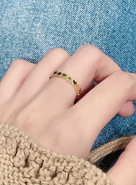 女款足金戒指新款爱心指环