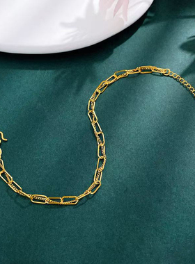 5G黄金AB手链女999足金小克重侧身链素链时尚百搭纯金手饰送女友