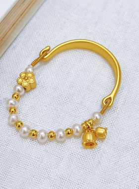 女款足金铃兰花桃花手链黄金