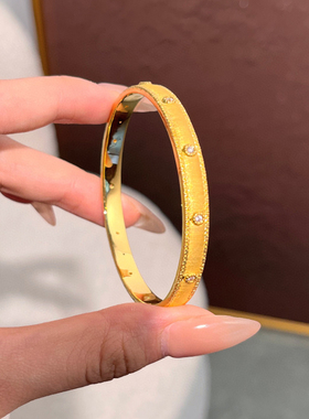 女款足金黄金点钻手镯