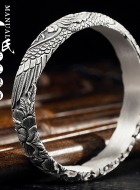 凤凰牡丹名族风送礼物原创足银