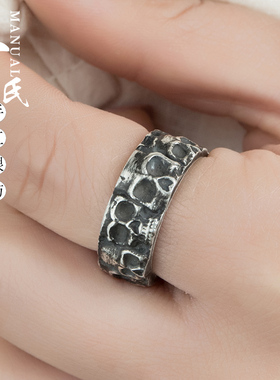 饰品精雕骷髅头泰银复古旧款戒指