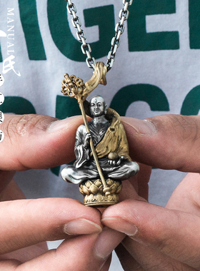 纯银吊坠不动明王大势至菩萨佛像