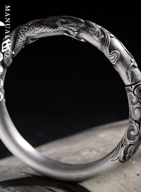 祥云抱柱s999男款霸气风银手镯