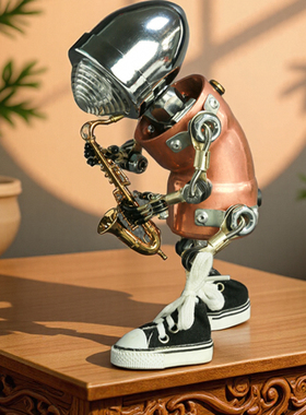 无聊去吹萨克斯小夜灯金属铜摆件