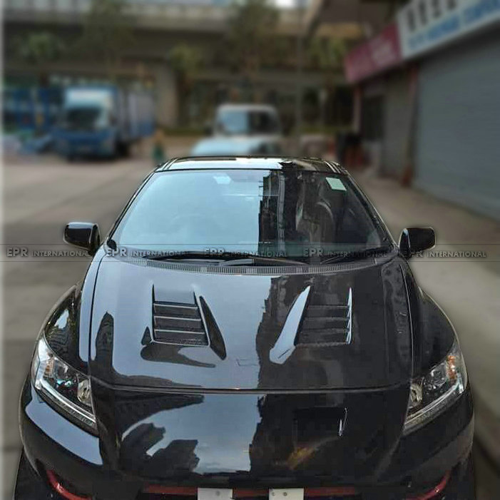 适用本田CRZ ZF1改装件 碳纤维前车头盖 A款多孔散热引擎发动机盖 - 图0