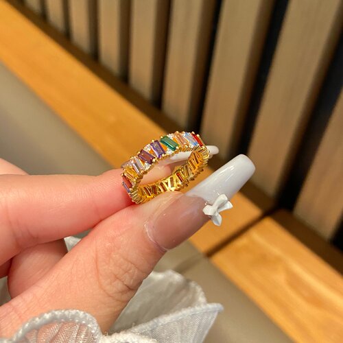 黄金多巴胺彩虹戒指 足金999莫桑钻对戒结婚订婚送女友生日礼物男 - 图1