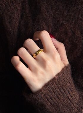 黄金点钻链条戒指 足金999莫桑钻对戒结婚订婚送女友生日礼物情侣