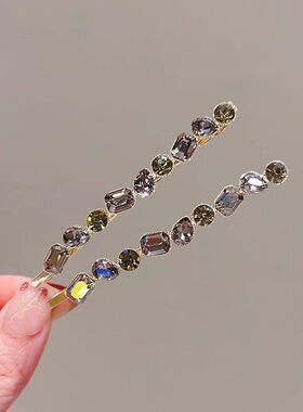 复古水钻百搭气质一字夹时尚侧边碎发刘海对夹高级感发夹发卡头饰