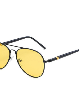 偏光夜视镜黄片开车司机专用夜晚上防眩光驾驶镜金属蛤蟆镜男痞帅