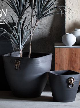 御三泥水缸仿古大缸花坛阳台装饰鱼缸落地摆件庭院园林陶瓷大花盆