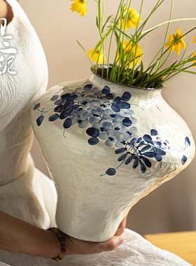 中古风高级感青花瓷花瓶客厅插花