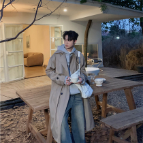 Huanun Spring Autumn Season Advanced Sensation Double Platoon Buttoned With Kneecap Jacket Male Korean version of the long Western suit Long style male dress