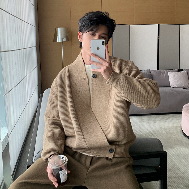 Hualun毛衣男款冬季宽松针织衫百搭潮牌开衫外套男北极绒休闲上衣 - 图2