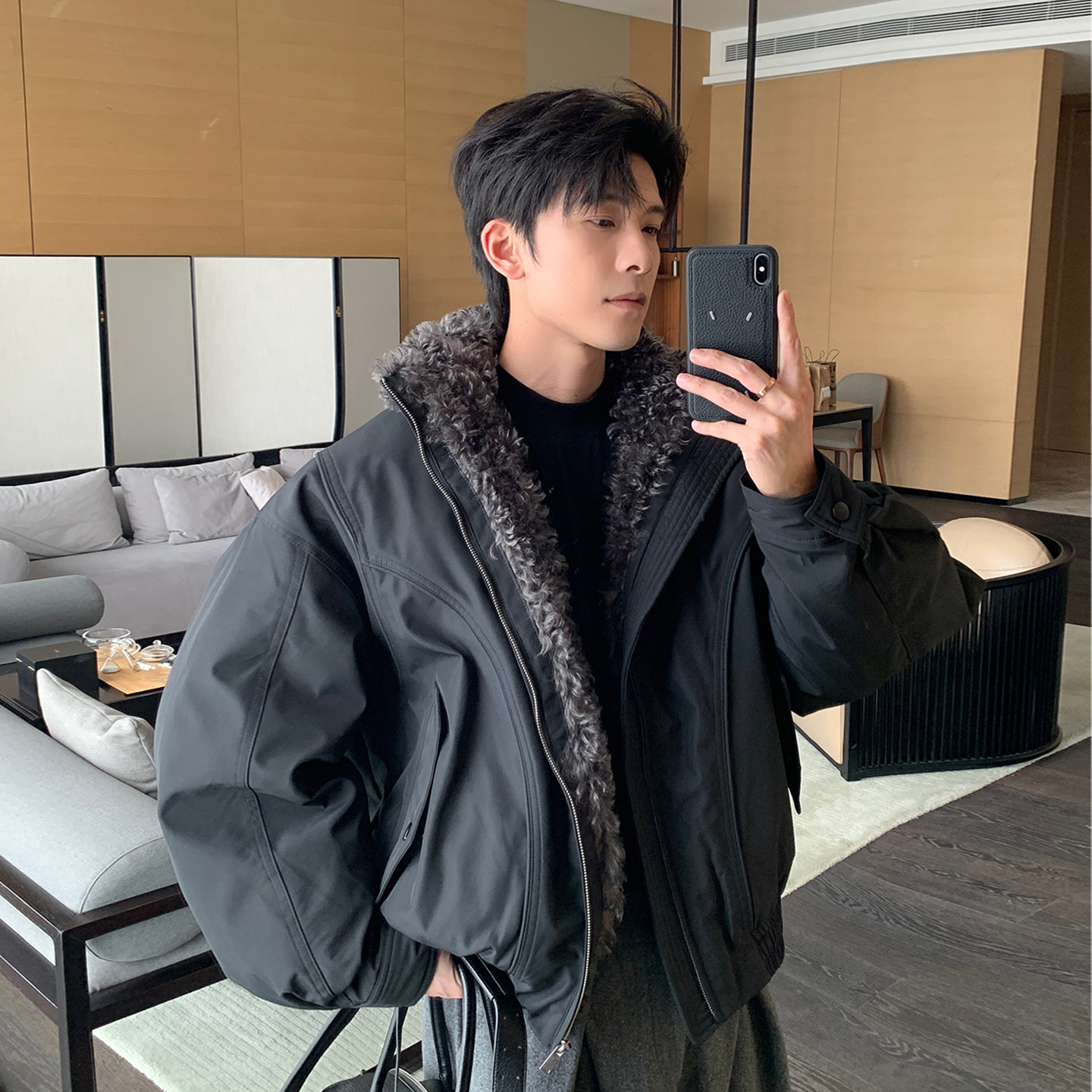 Hualun冬季绒感白鸭绒座山雕夹克羽绒服男棉衣外套男装皮毛领棉服,淘宝优惠券,粉丝福利购,淘宝优惠卷