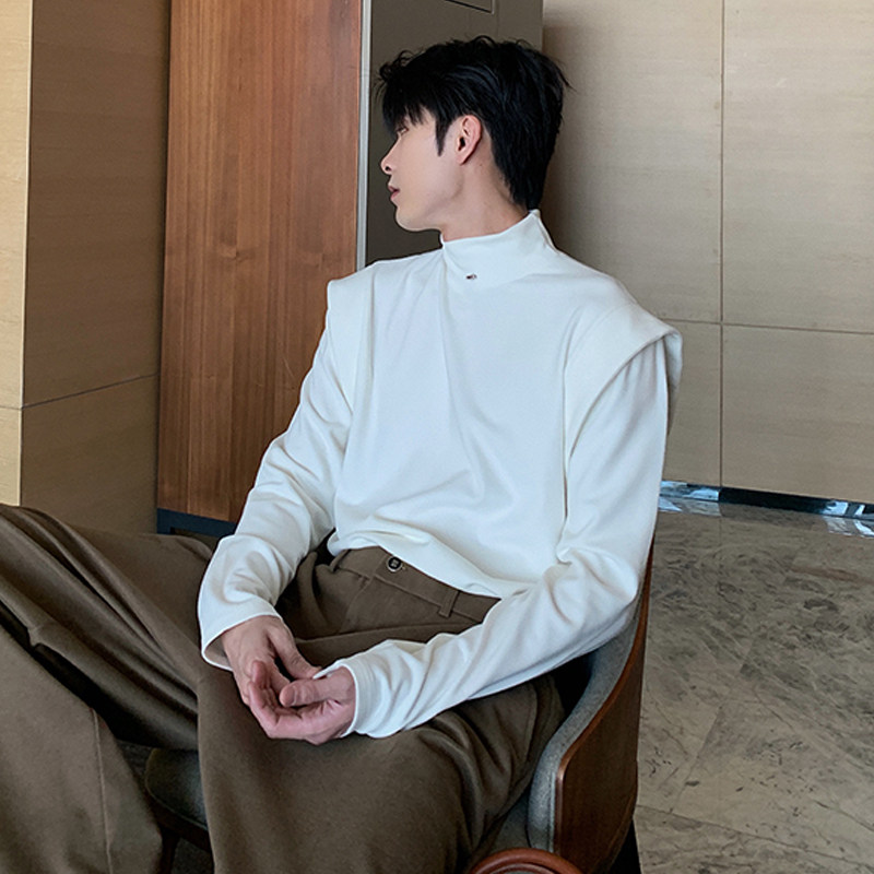 Hualun秋冬男士长袖t恤时尚内搭上衣男宽松半高领保暖德绒打底衫,淘宝优惠券,粉丝福利购,淘宝优惠卷