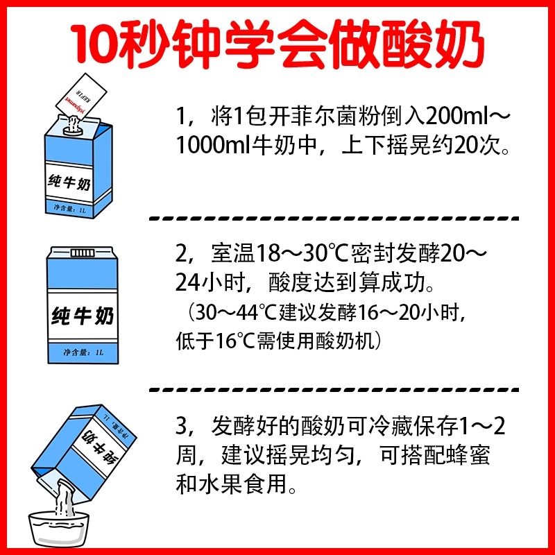 优古母开菲尔酸奶发酵菌法国进口乳酸菌粉Kefir家用自制酸奶粉剂-图0