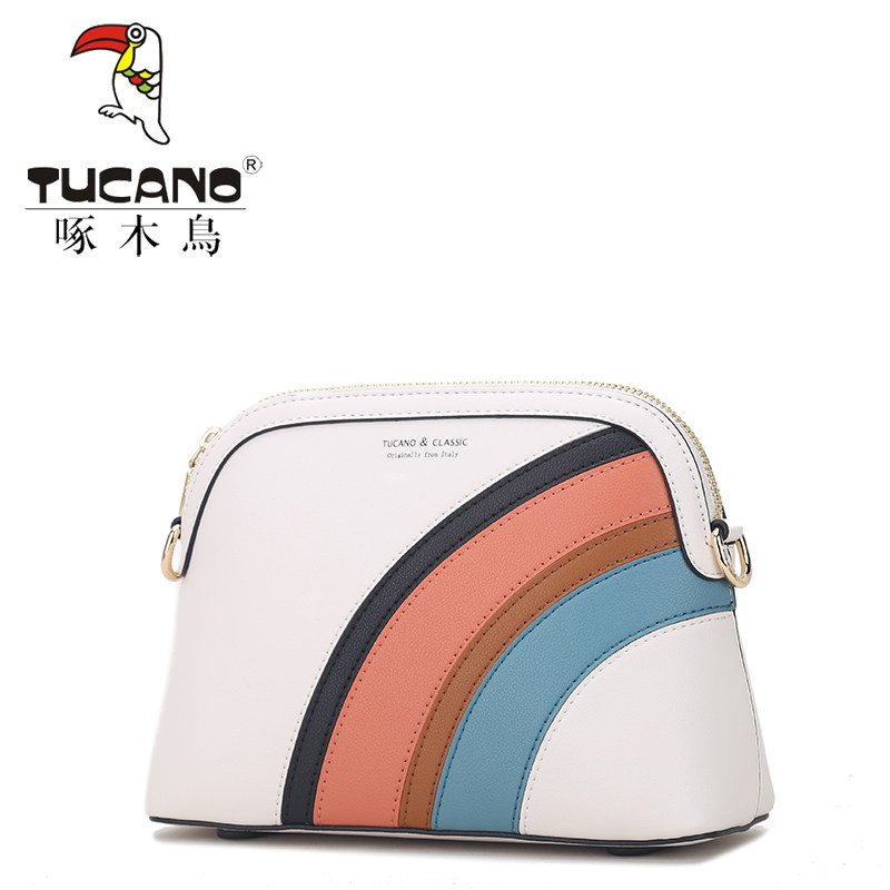 啄木鸟2020新款潮撞色单肩斜挎包 啄木鸟季诚女士包袋