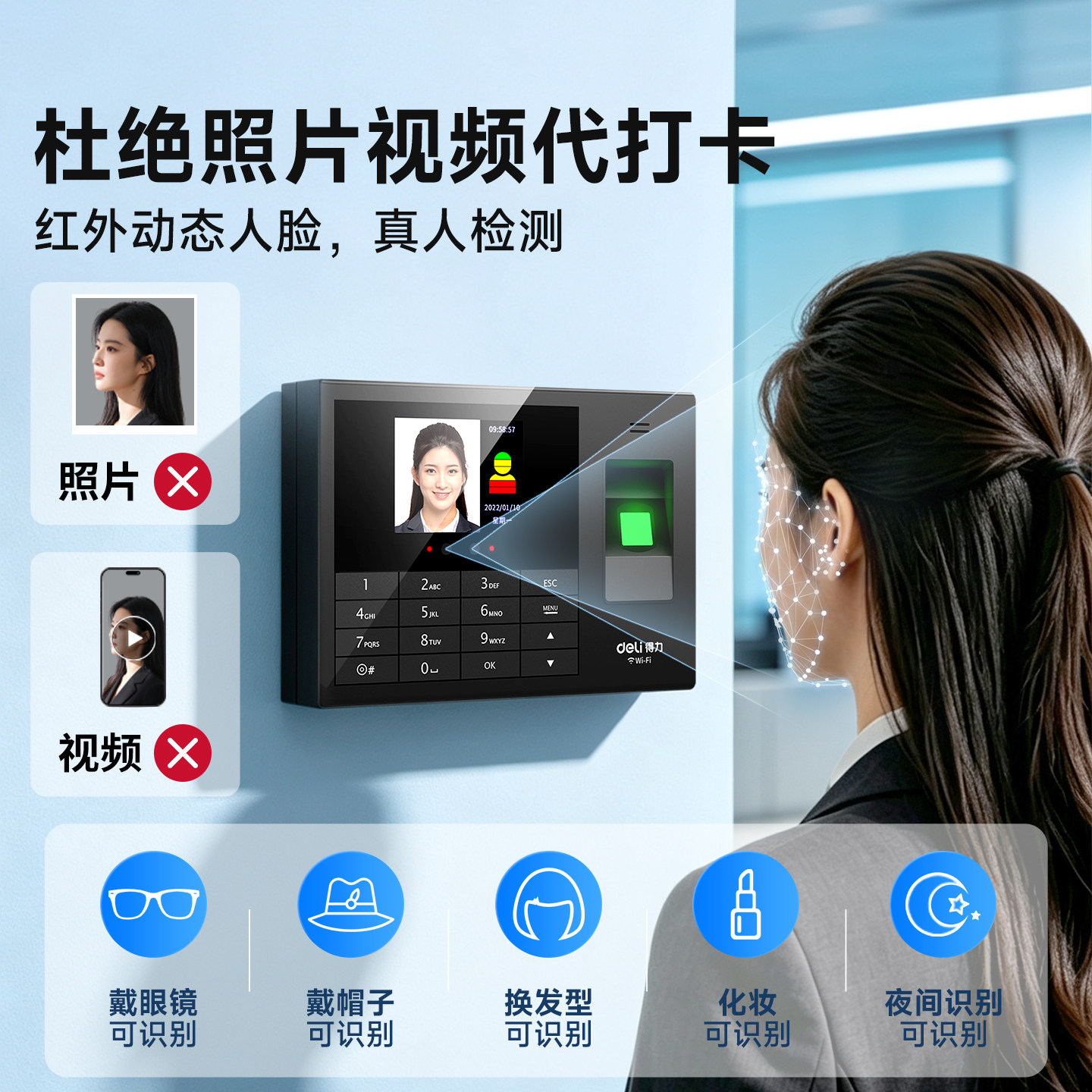 Deli employee’s cloud time and attendance clock machine for commuting to and from get off work