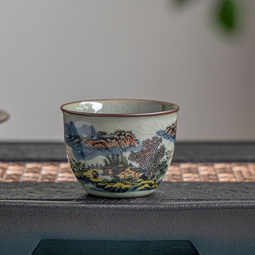 老陶泥客杯小缸杯景德镇釉下红陶瓷茶具茶器主人杯单杯品茗杯中式 - 图3