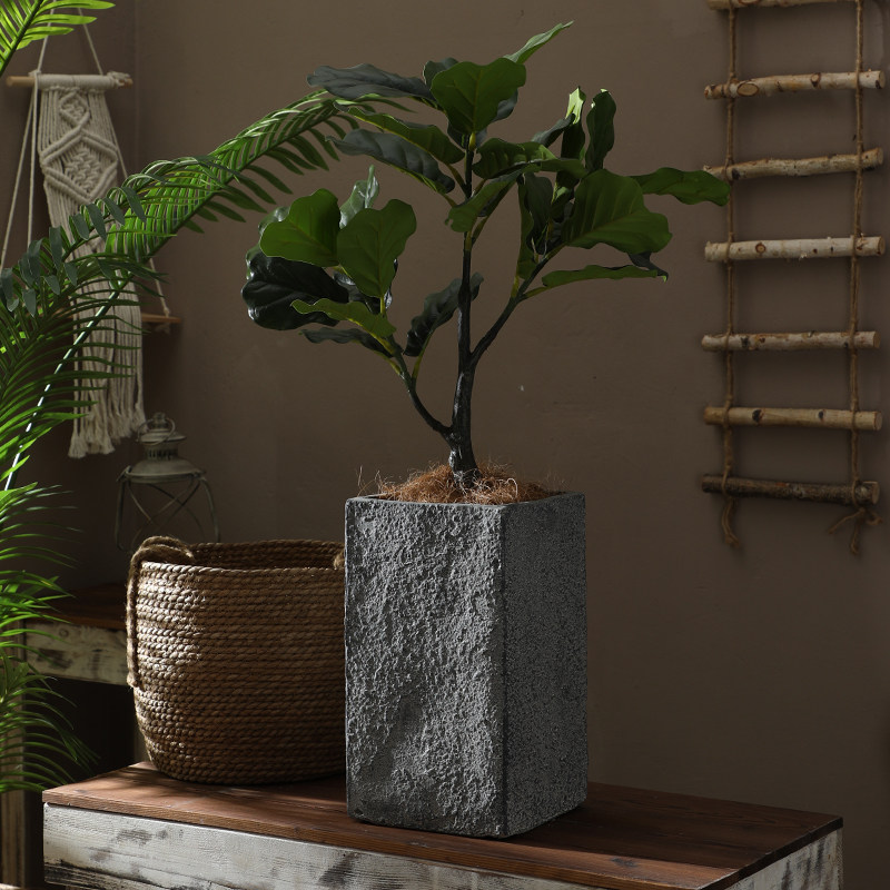 北欧镁泥复古落地大花盆高方粗陶质感客厅阳台花园绿植花卉仿真花,淘宝优惠券,粉丝福利购,淘宝优惠卷