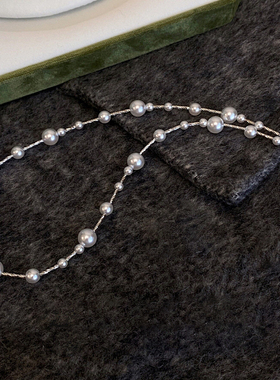 高端贝珠正圆满天星珍珠项链颈链女新款强光轻奢小众高级感锁骨链