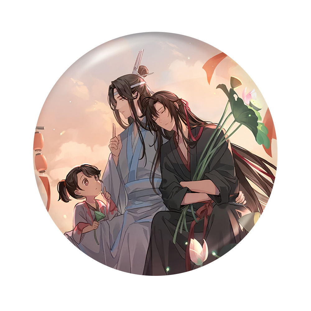 魔道祖师周边蓝忘机&魏无羡人物钥匙扣吧唧明信片镭射票小卡套装-图3