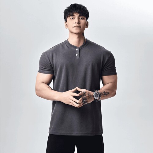 Light Weight夏季250g显壮收袖口Polo衫短袖T恤男透气运动健身 - 图2