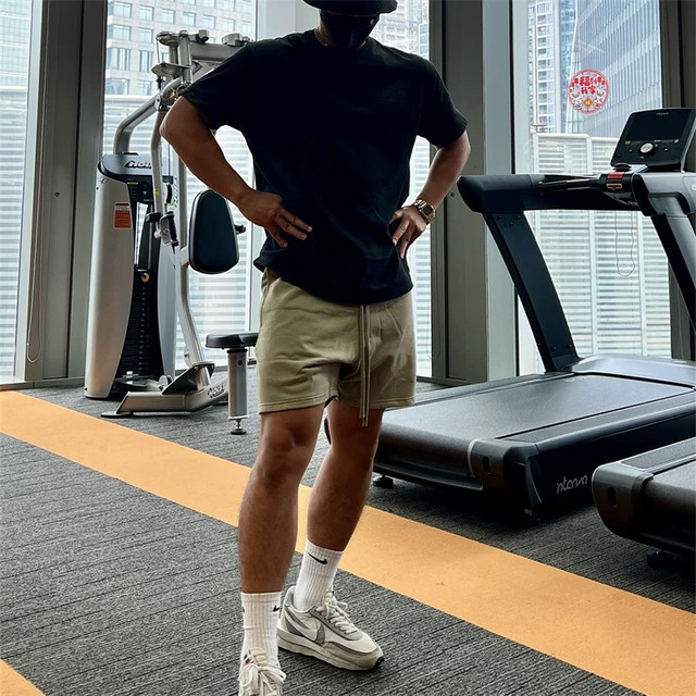 Light Weight pure cotton American basketball loose sports shorts three-quarter pants squat fitness training men's ball pants