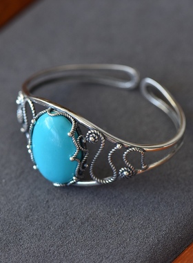 女款S925纯银宝石镶嵌托手镯空托