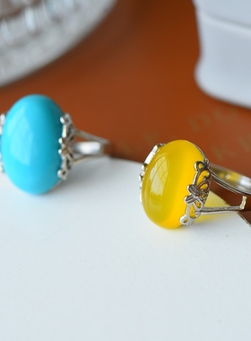 男女款S925纯银DIY镶嵌戒指空托