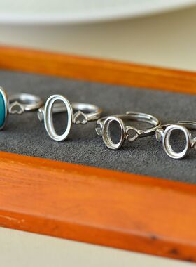 女款S925纯银DIY镶嵌托戒指空托