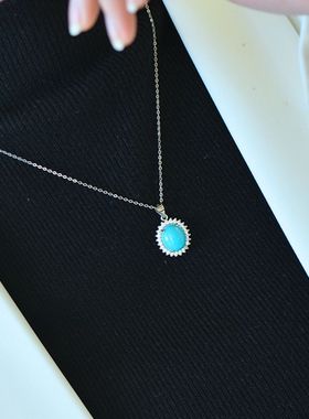 女款S925纯银玉石镶嵌托吊坠空托