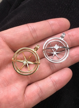 男女款S925纯银DIY镶嵌吊坠空托