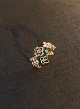【满圈小花】复古花朵戒指女小众设计高级感食指戒开口可调节指环
