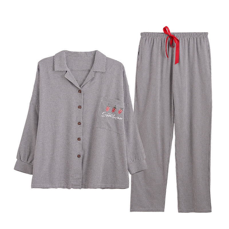 雅鹿春秋纯棉长袖可外穿cj女睡衣 雅鹿内衣睡衣/家居服套装