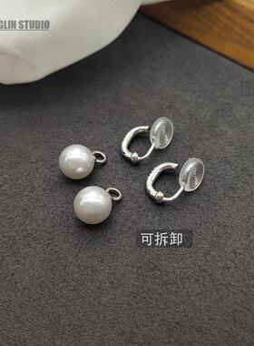 一款两戴真多麻珍珠蚊香盘耳夹无耳洞2025年秋冬新款高级感耳环女
