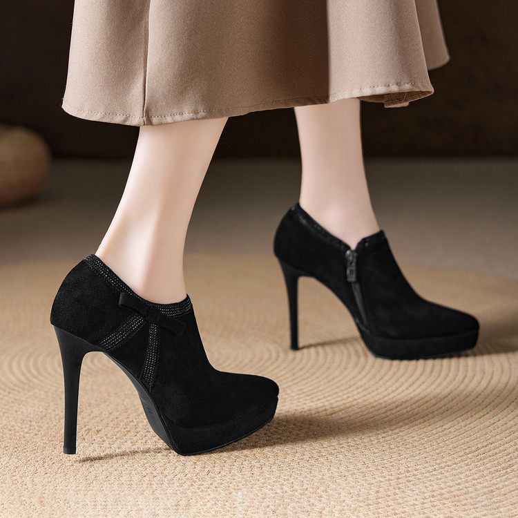 2026新款真皮尖头深口女鞋防水台名媛细跟高跟鞋单鞋女,淘宝优惠券,粉丝福利购,淘宝优惠卷