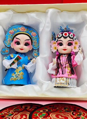 国潮礼物中国戏曲人偶娃娃6寸Q版卡通绢人节日礼物家居装饰小摆件