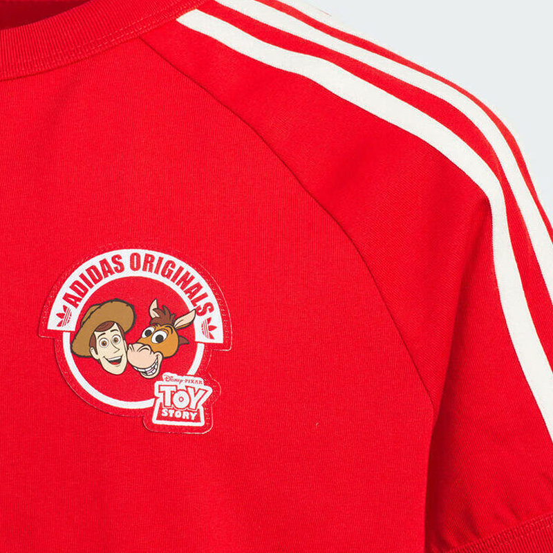 阿迪达斯三叶草玩具总动员连帽半截袖男女大童红色短袖T恤 KV6595,淘宝优惠券,粉丝福利购,淘宝优惠卷