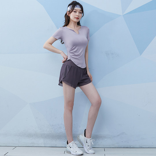 健身服女夏季薄款跑步运动透气速干衣网红时尚瑜伽服晨跑休闲套装