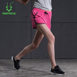 范斯蒂克女子运动裤健身跑步训练裤排汗透气假两件梭织短裤休闲裤