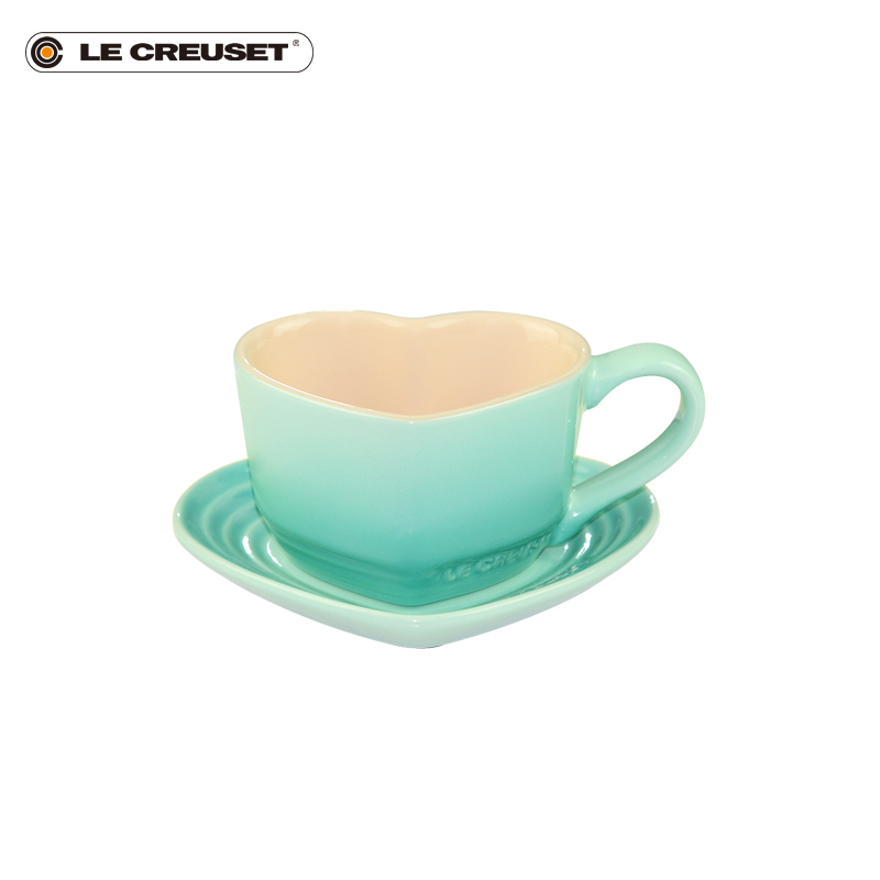 法國 LE CREUSET 酷彩 炻瓷 心形馬克杯帶托盤 下午茶