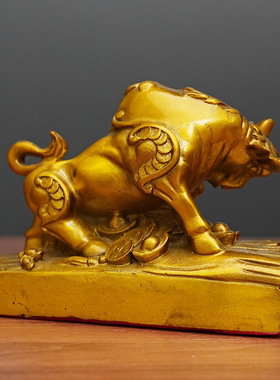 铜牛摆件风水招财旺市牛工艺装饰品招财办公桌室客厅风水华尔街牛