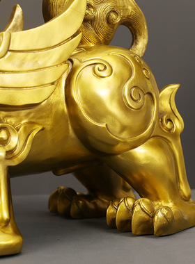 铜貔貅摆件一对黄铜招貔犰皮丘铜制貔貅财客厅办公室开业礼品大号