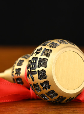 纯黄铜百福葫芦金属工艺品办公室客厅摆件福字铜器铜葫芦