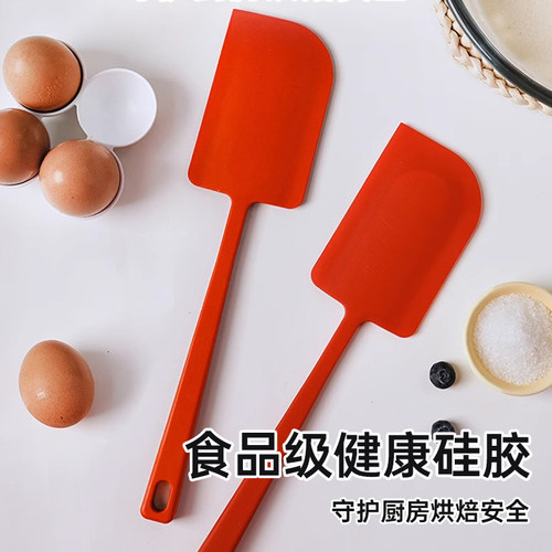JS耐高温硅胶刮刀蛋糕奶油刮板一体式大铲刀抹平搅拌家用烘焙工具 - 图2