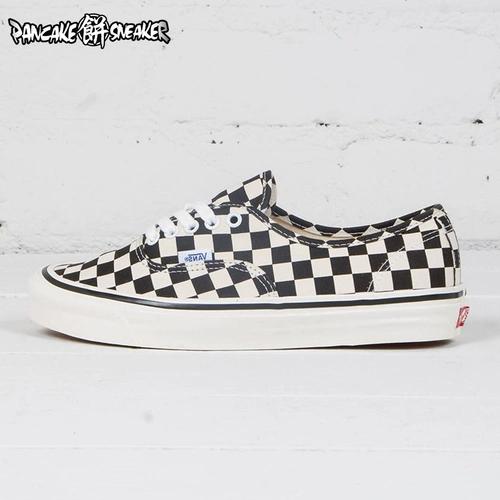Vans Authentic 44 DX Anaheim Chess Board Grid Черно -белая мужская холст
